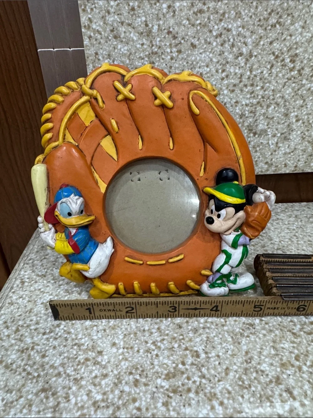 Disney Orange & Yellow Baseball Glove Picture Frame with Mickey & Donald